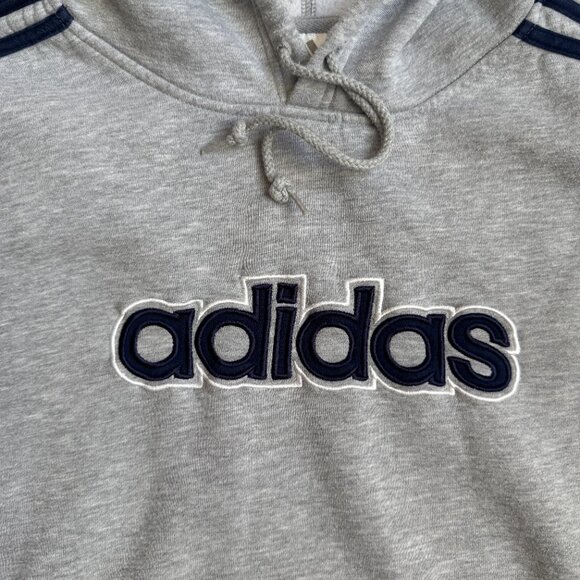 Vintage Y2K Adidas Hoodie Sweatshirt Mens XL Embroidered Logo Spellout 3 Stripes - Picture 2 of 6